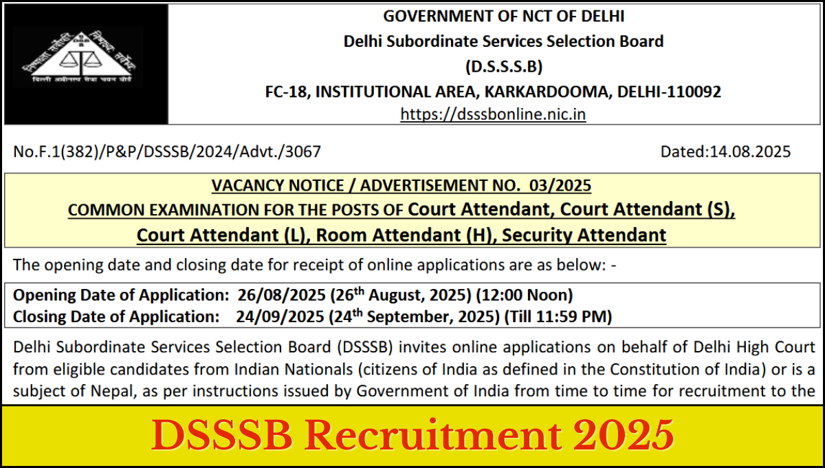 DSSSB Recruitment 2025