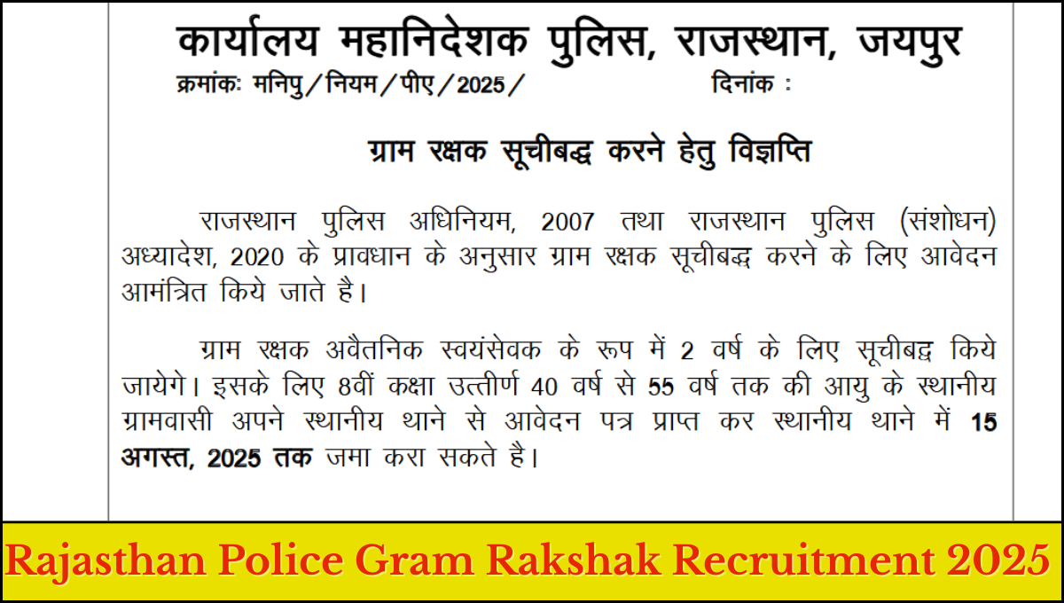 Rajasthan Police Gram Rakshak Recruitment 2025
